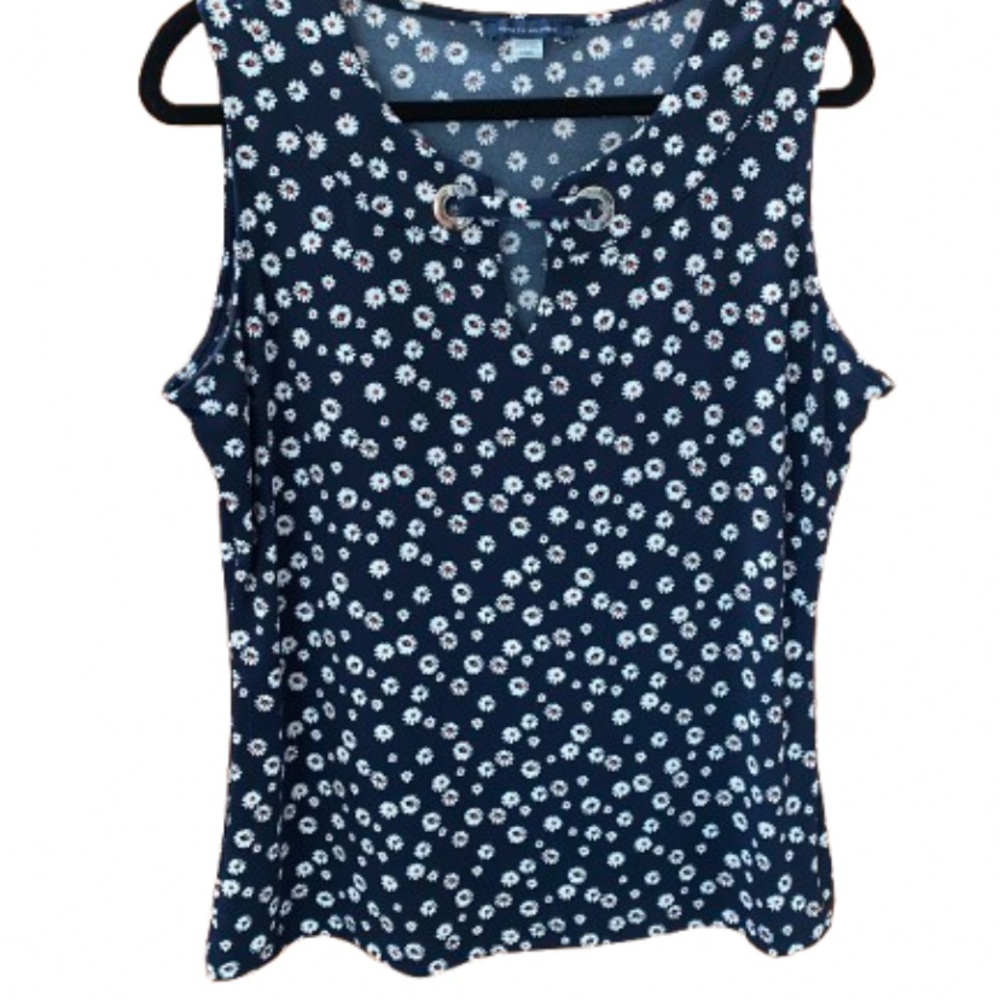 Tommy Hilfiger Women’s Navy Floral V-Neck Blouse Top Camisole Large - Picture 4 of 13